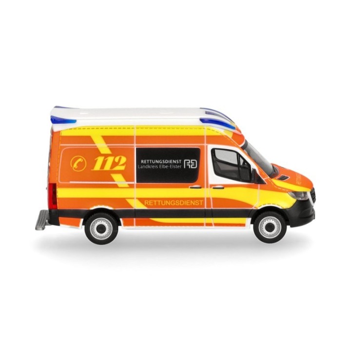 Herpa Mercedes-Benz Sprinter 18 Delfis RTW Rettungsdienst Landkreis Elbe-Elster (Brandenburg /Herzberg) – produktbillede 3