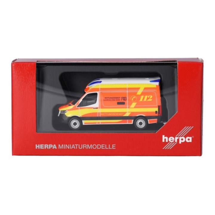 Herpa Mercedes-Benz Sprinter 18 Delfis RTW Rettungsdienst Landkreis Elbe-Elster (Brandenburg /Herzberg) – produktbillede 5