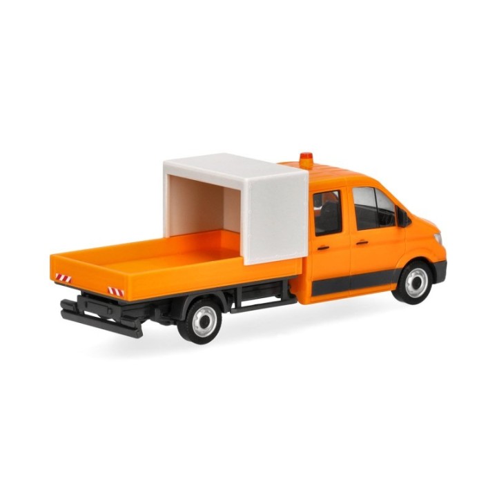 Herpa MAN TGE dobbeltkabine mit lad und Halbpresenning Baustellenabsicherung kommunalorange – produktbillede 2