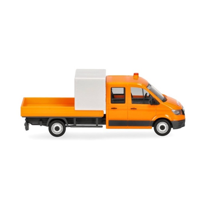 Herpa MAN TGE dobbeltkabine mit lad und Halbpresenning Baustellenabsicherung kommunalorange – produktbillede 3