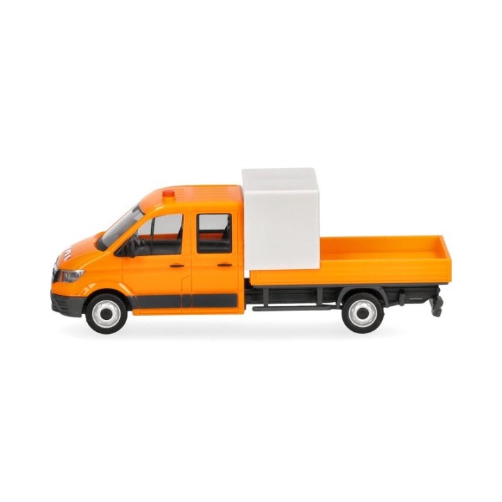 Herpa MAN TGE dobbeltkabine mit lad und Halbpresenning Baustellenabsicherung kommunalorange – produktbillede 4