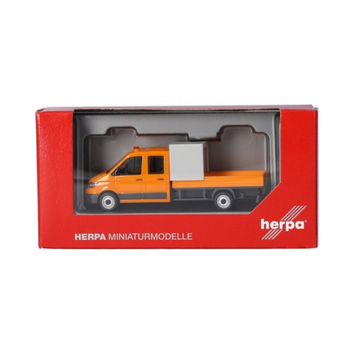 Herpa MAN TGE dobbeltkabine mit lad und Halbpresenning Baustellenabsicherung kommunalorange – produktbillede 5