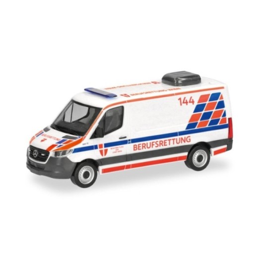 Herpa Mercedes-Benz Sprinter 18 Bus Flachdach Berufsrettung Wien (A)