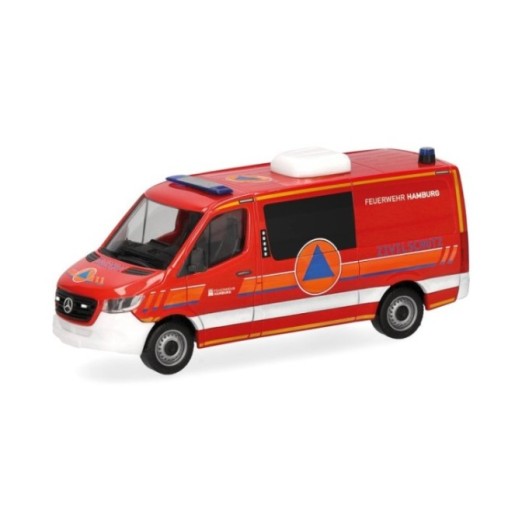 Herpa Mercedes-Benz Sprinter 18 Halbbus Flachdach Feuerwehr Hamburg/CBRN-ErKW