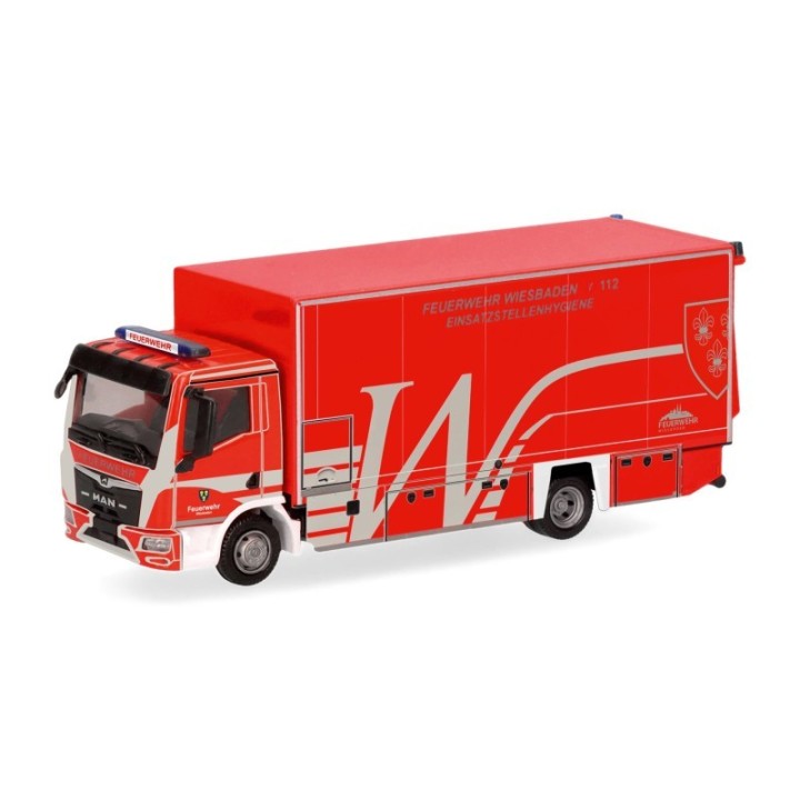 Herpa MAN TGL CC Koffer-LKW mit lift Feuerwehr Wiesbaden/Einsatzstellenhygiene