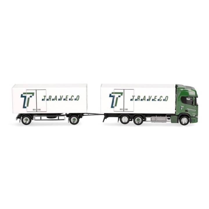 Herpa Scania CR20 HD Kühlkoffer-trækker-anhænger-kombination Traveco (Schweiz/Sursee) – produktbillede 3