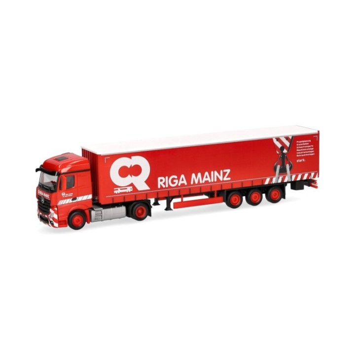 Herpa Mercedes-Benz Actros Streamspace gardintrailer-sættevognstræk Riga Mainz