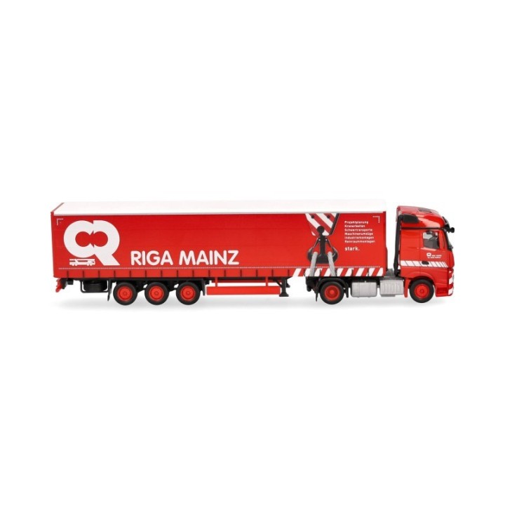 Herpa Mercedes-Benz Actros Streamspace gardintrailer-sættevognstræk Riga Mainz – produktbillede 3
