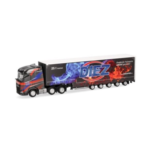Herpa DAF XG Volumengardintrailer-sættevognstræk Diez