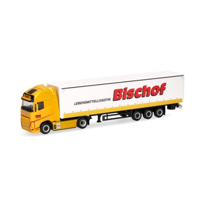 Herpa Volvo FH GL XL electric gardintrailer-sættevognstræk mit Bordwänden Bischof