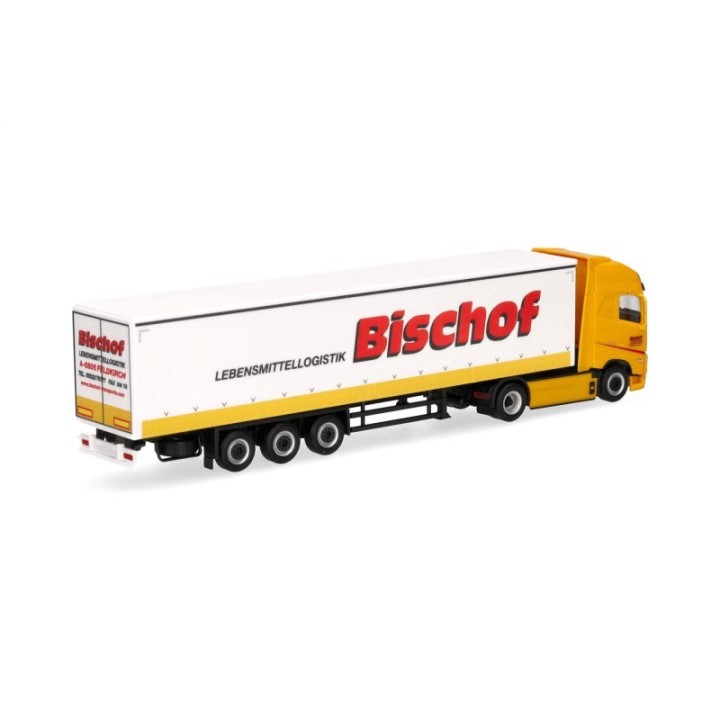 Herpa Volvo FH GL XL electric gardintrailer-sættevognstræk mit Bordwänden Bischof – produktbillede 2