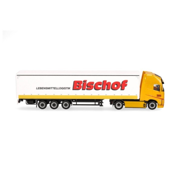 Herpa Volvo FH GL XL electric gardintrailer-sættevognstræk mit Bordwänden Bischof – produktbillede 3