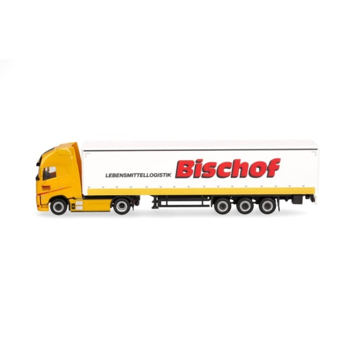 Herpa Volvo FH GL XL electric gardintrailer-sættevognstræk mit Bordwänden Bischof – produktbillede 4