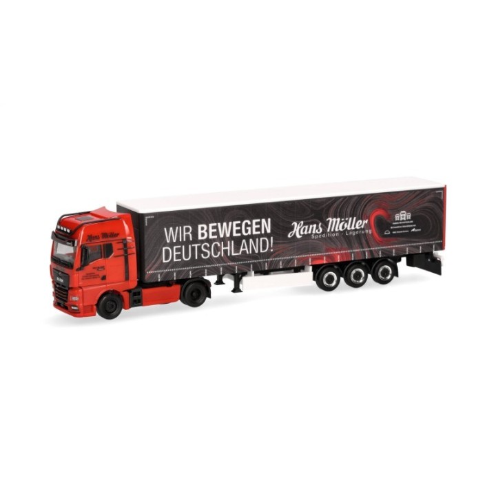 Herpa MAN TGX GX gardintrailer-sættevognstræk Hans Möller / Wir bewegen Deutschland
