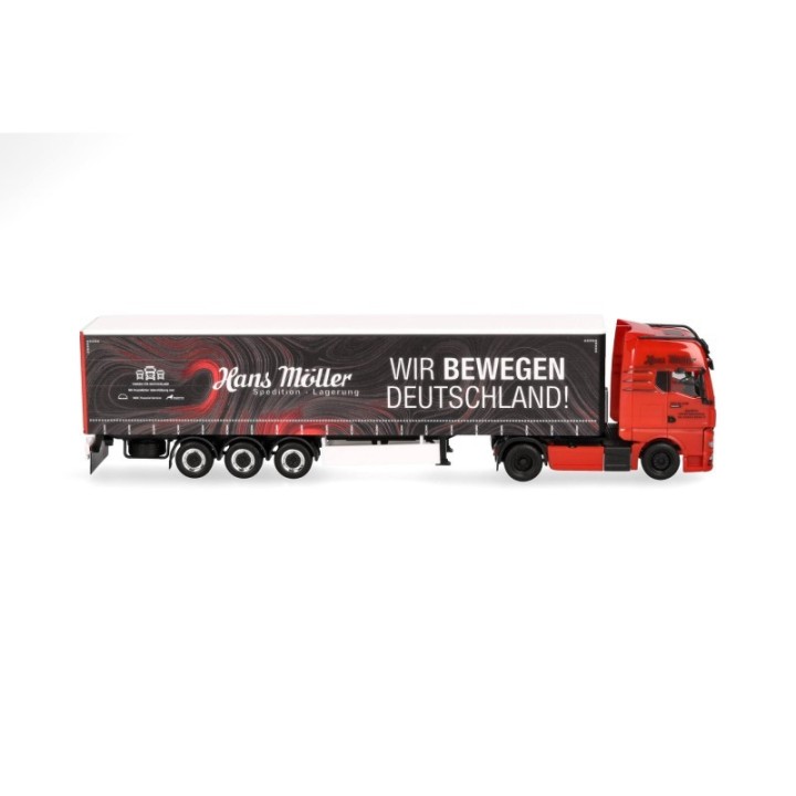 Herpa MAN TGX GX gardintrailer-sættevognstræk Hans Möller / Wir bewegen Deutschland – produktbillede 3