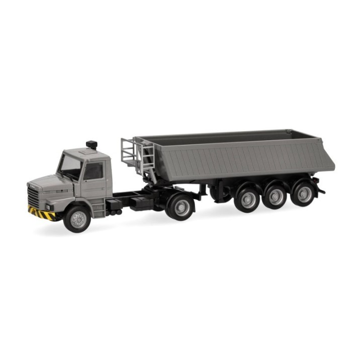 Herpa Scania Hauber Kipp-sættevognstræk grå/gul