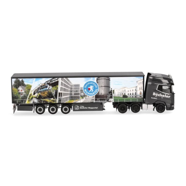 Herpa DAF XG+ (6x2) gardintrailer-sættevognstræk Bücheler Wuppertal – produktbillede 3