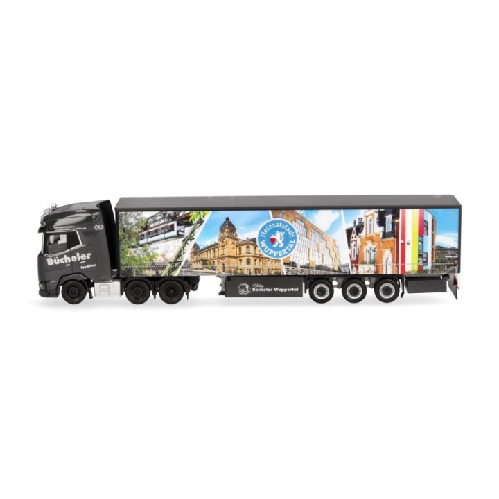 Herpa DAF XG+ (6x2) gardintrailer-sættevognstræk Bücheler Wuppertal – produktbillede 4