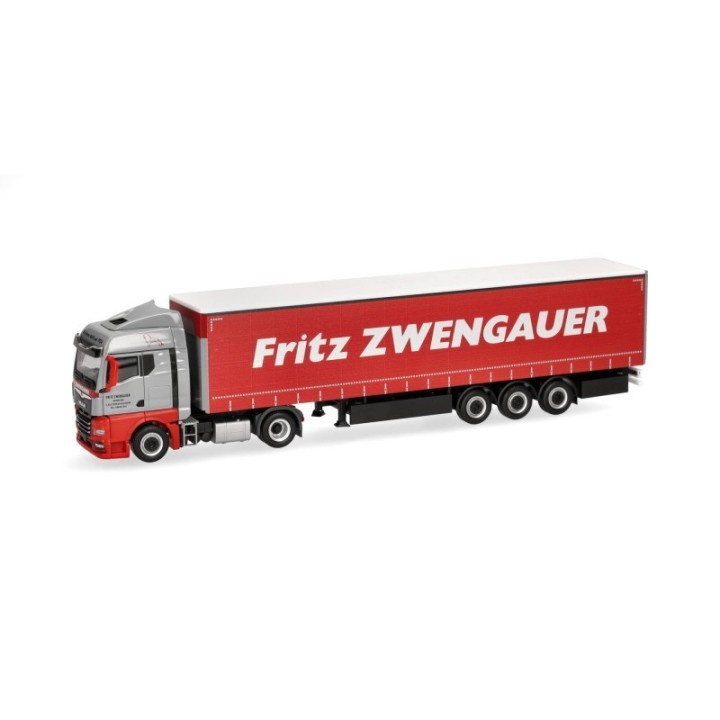 Herpa MAN TGX GM gardintrailer-sættevognstræk Zwengauer