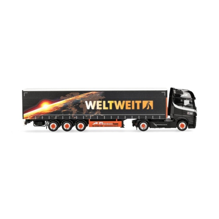 Herpa Mercedes-Benz Actros L 18 Gigaspace gardintrailer-sættevognstræk Ferntrans Haas/weltweit – produktbillede 3