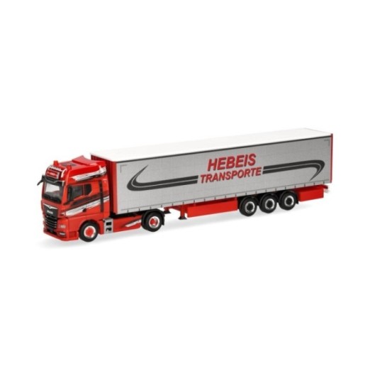 Herpa MAN TGX GX gardintrailer-sættevognstræk Hebeis Transporte