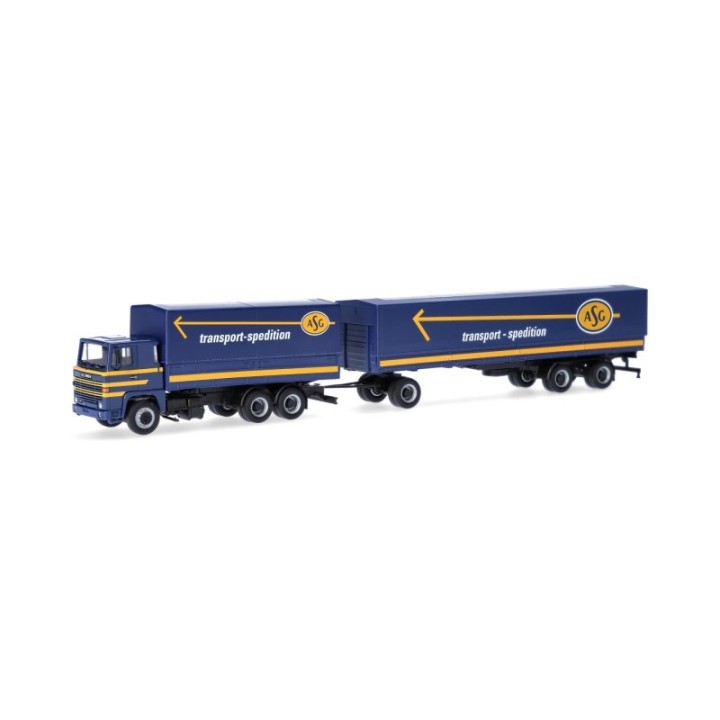 Herpa Scania 141 presenningn-trækker-anhænger-kombination ASG (Schweden/Stockholm) (SE)