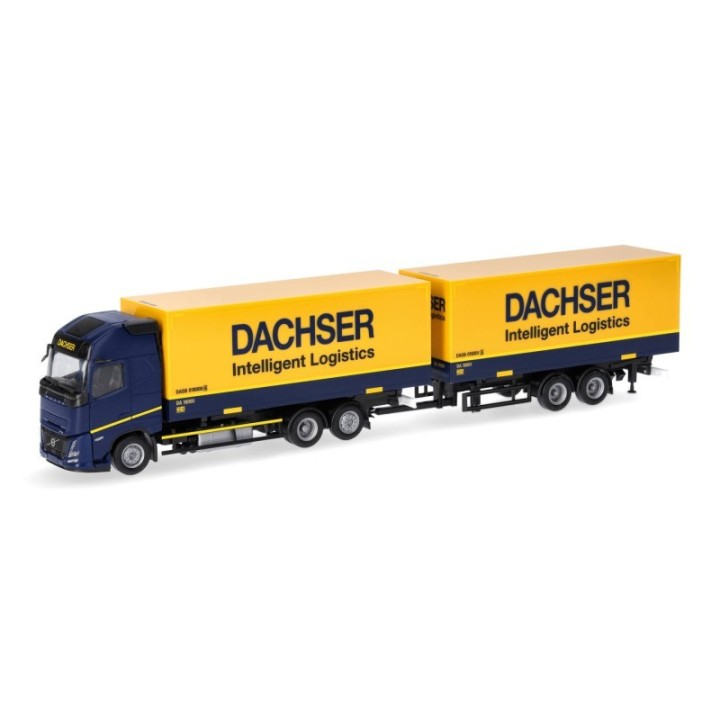 Herpa Volvo FH Aero GL XL Wechselkoffertandem-trækker-anhænger-kombination 7 82m Dachser