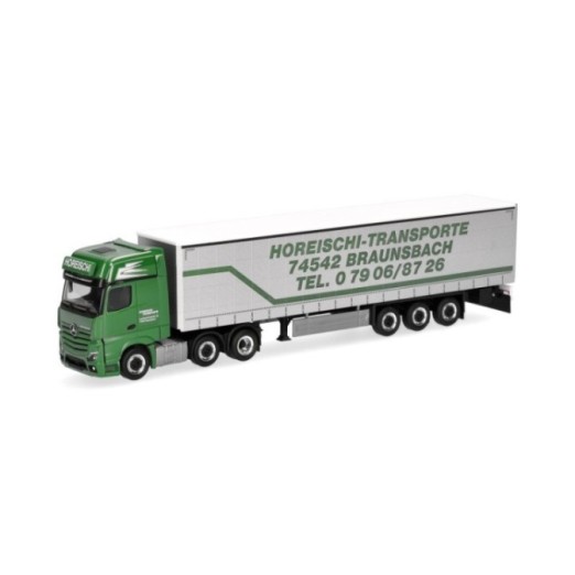 Herpa Mercedes-Benz Actros L Gigaspace gardintrailer-sættevognstræk Horeischi Transporte