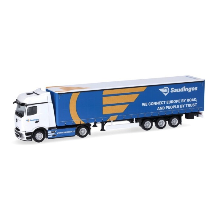 Herpa Mercedes-Benz Actros L ProCabin Bigspace gardintrailer-sættevognstræk Saudingo (Litauen/Siauliai) (LT)