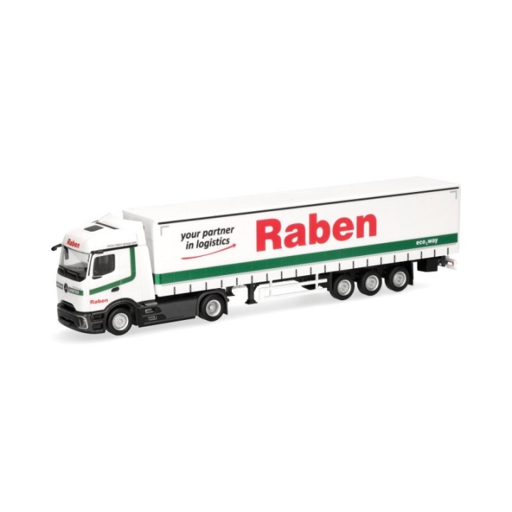 Herpa Mercedes-Benz Actros L ProCabin Streamspace gardintrailer-sættevognstræk Raben Logistics