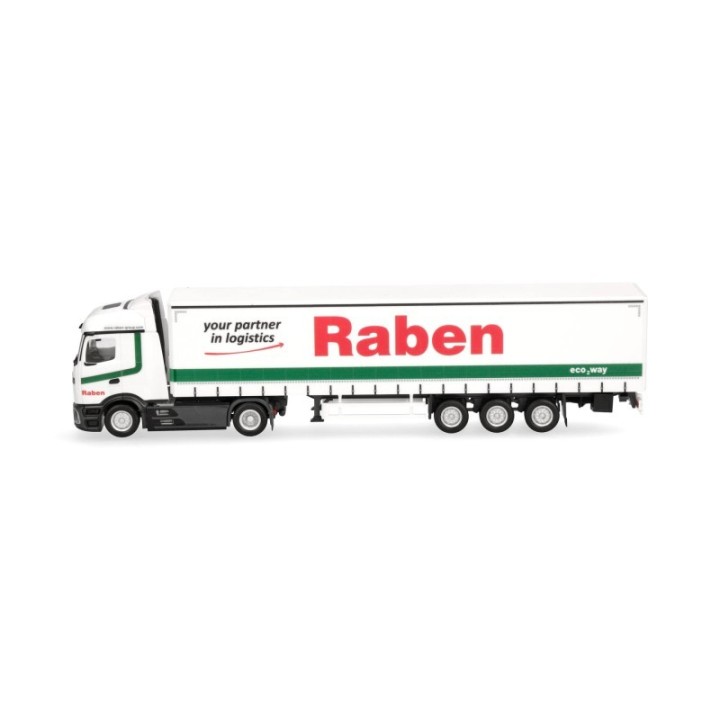 Herpa Mercedes-Benz Actros L ProCabin Streamspace gardintrailer-sættevognstræk Raben Logistics – produktbillede 4
