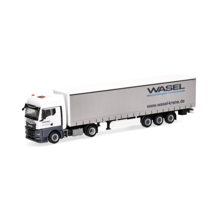 Herpa MAN TGX GX gardintrailer-sættevognstræk Wasel