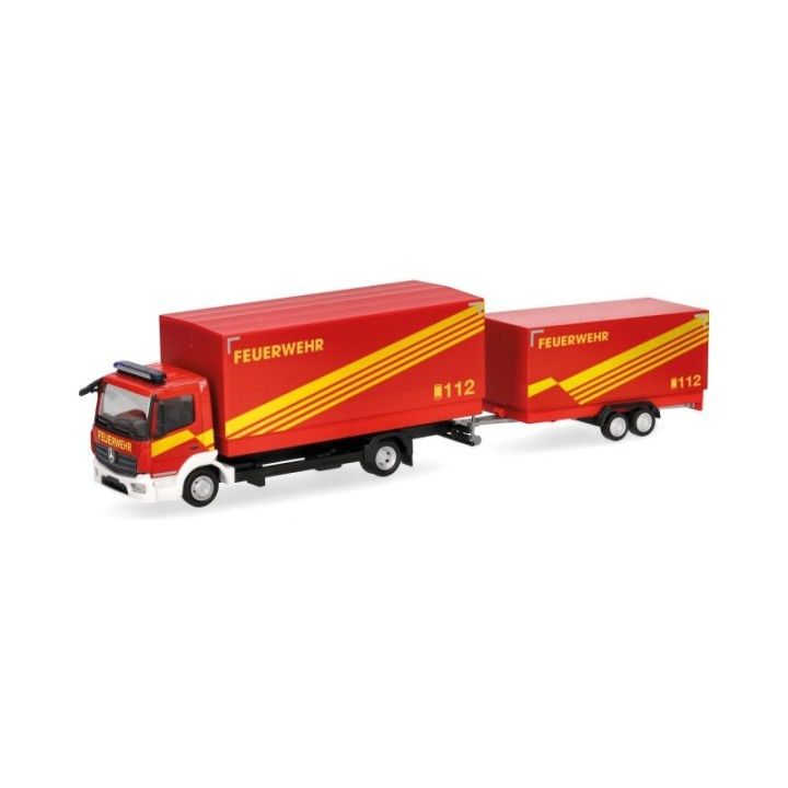 Herpa Mercedes-Benz Atego `13 presenningn-LKW mit presenningn-anhænger Feuerwehr GW Logistik