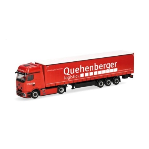 Herpa Mercedes-Benz Actros L ProCabin Gigaspace gardintrailer-sættevognstræk Quehenberger (A)
