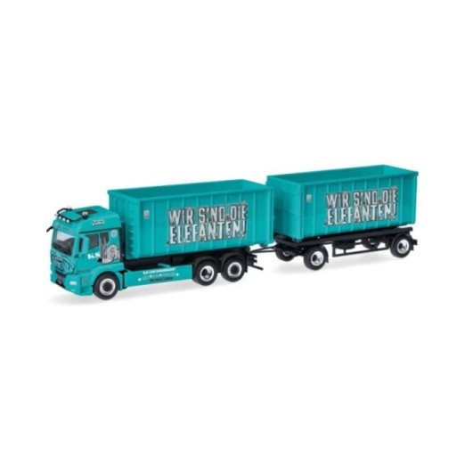 Herpa MAN TGS TM Abrollmulden-trækker-anhænger-kombination KS Containerdienst