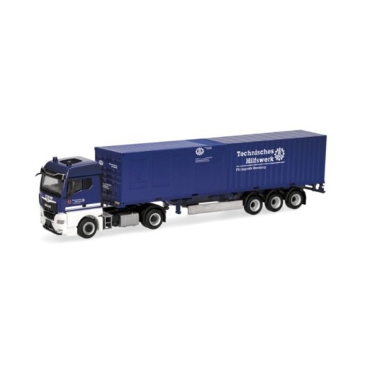Herpa MAN TGX GM Container-sættevognstræk THW Hamburg