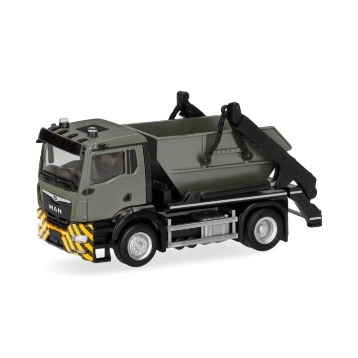 Herpa MAN TGS NN Meiller containerbil AK12 grå/gul