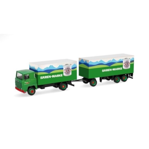 Herpa Scania 111 Koffer-trækker-anhænger-kombination Bärenmarke/Spedition Reiter
