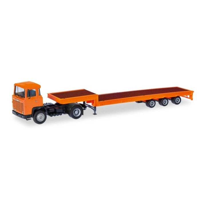 Herpa BASIC Scania 141 Tieflade-sættevognstræk orange
