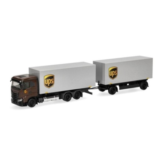 Herpa Iveco S-Way FD Wechselkoffer-trækker-anhænger-kombination UPS