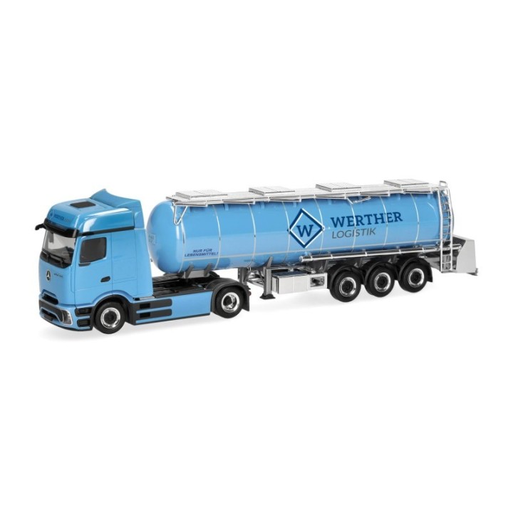 Herpa Mercedes-Benz eActros 600 ProCabin Bigspace Lebensmitteltank-sættevognstræk Spedition Werther
