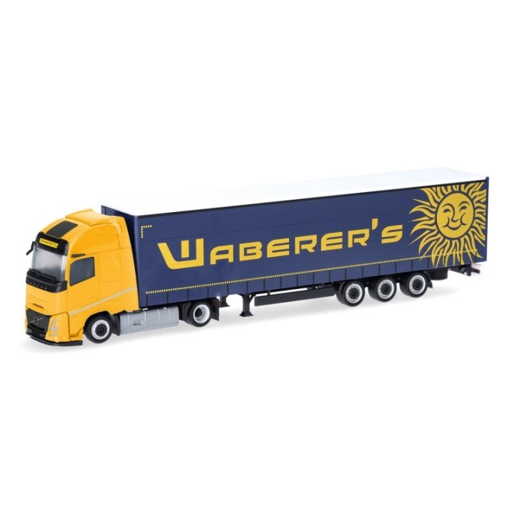 Herpa Volvo FH Aero Globetrødter XL Lowlinergardintrailer-sættevognstræk Waberers (HU)