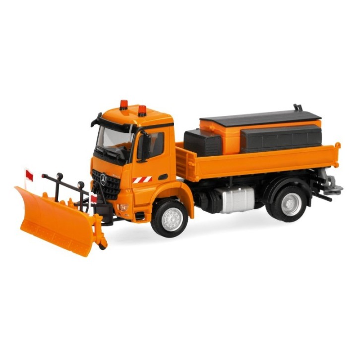 Herpa Mercedes-Benz Arocs S 18 Dreiseitenkipper-LKW 2-akslet mit Streuaufbau kommunalorange
