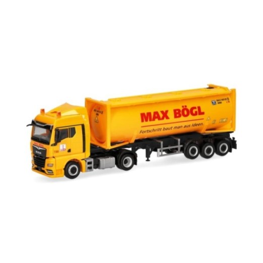 Herpa MAN TGX GM 30ft Drucksilocontainer-sættevognstræk Max Bögl