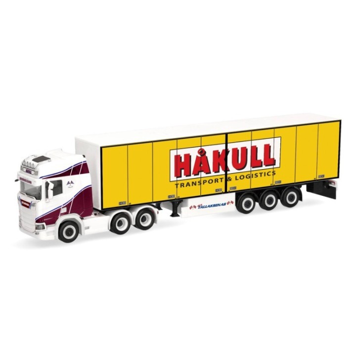 Herpa Scania CR 20 højt tag 6x4 kasse-sættevognstræk Hakull (N)