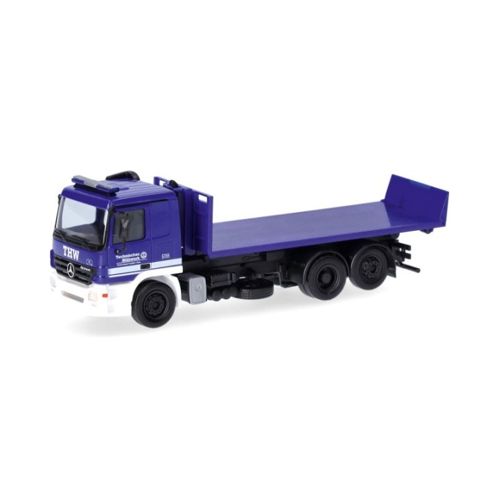 Herpa Mercedes-Benz Actros vekselladschassis-LKW mit Abrollflat THW Frankfurt/Main