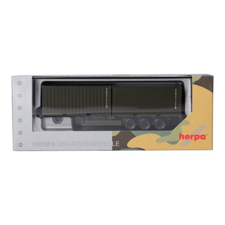 Herpa Containertrailer 3-akslet mit 2 x 20ft. Container Bundeswehr – produktbillede 5