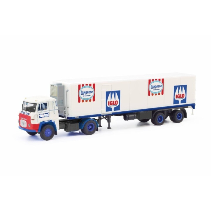 Herpa Scania Vabis LB 76 kølekasse-sættevognstræk Peter John / IGLO