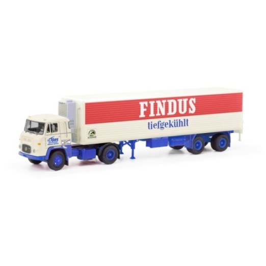 Herpa Scania Vabis LB 76 kølekasse-sættevognstræk Findus