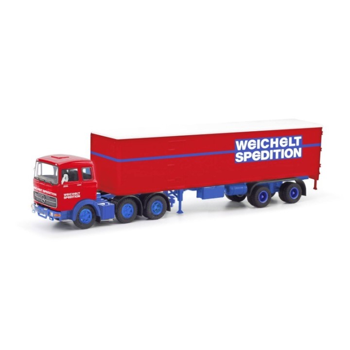 Herpa Mercedes-Benz LPS 2032 kasse-sættevognstræk Weichelt Spedition